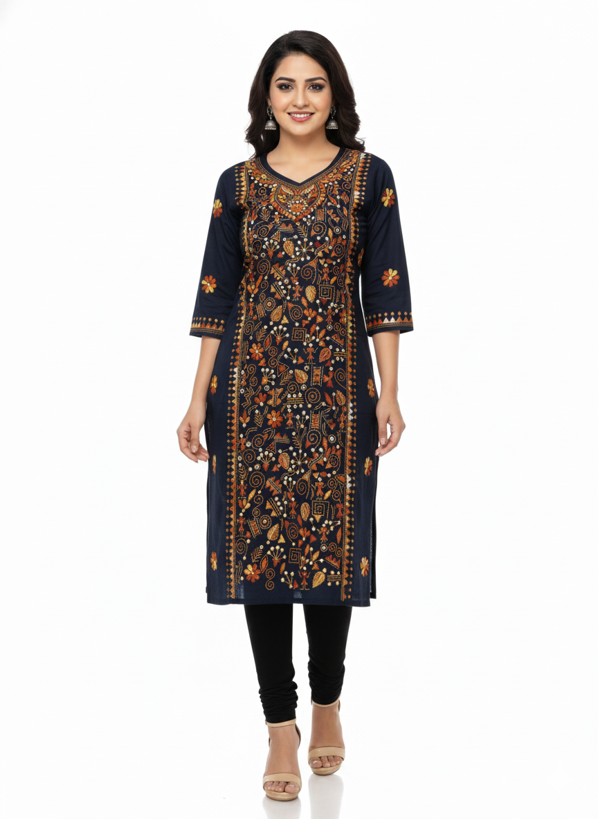 Hand Embroidered Kanthastitch Kurti